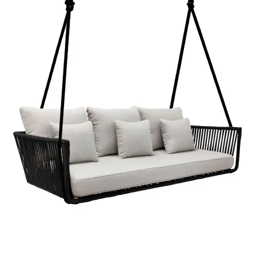 [62941COT] Vallarta columpio sofá acero galvanizado gris textilene gris loneta // Exterior 100% 