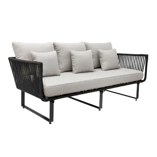 [48985SOT] Vallarta sofá acero galvanizado negro textilene negro y loneta // Exterior 100% 