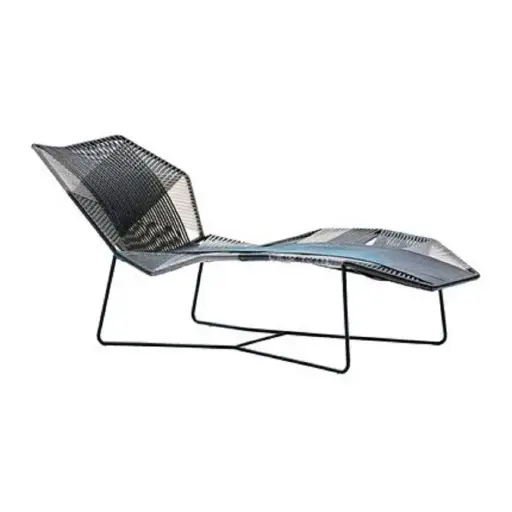 [CMX029T] Tulum camastro acero galvanizado negro textilene gris // Exterior 100% 