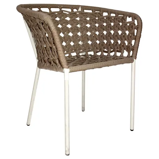 [58908SIT] Bolaños silla acero galvanizado beige cuerda textilene beige // Exterior 100%