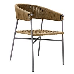 [ZAE02729] Zamora silla metal gris cuerda beige