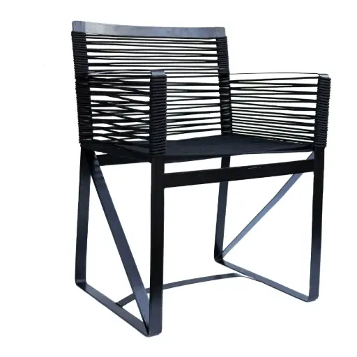 [CMX036T] Xalapa silla acero galvanizado negro textilene negro // Exterior 100% 