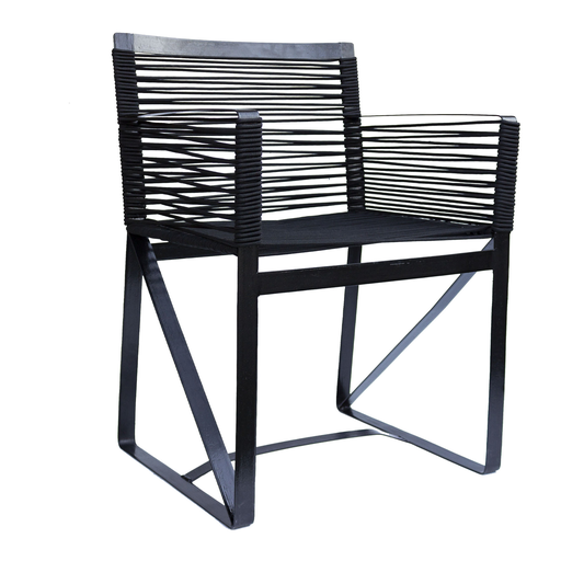 [CMX036T] Xalapa silla acero galvanizado negro textilene negro // Exterior 100% 