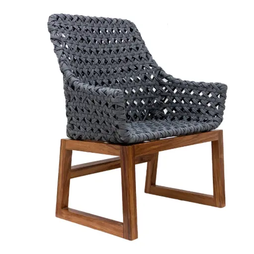 [50300SIT]  Bacalar sillon acero galvanizado negro textilene gris  PEDIDO ESPECIAL minimo 10 pzas // Exterior 100%  