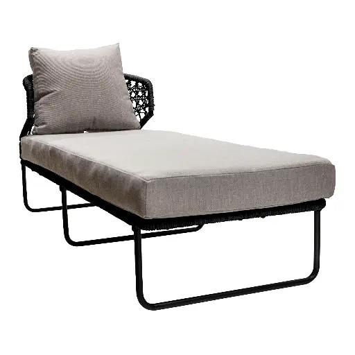 [65110CA] Yelapa camastro metal negro cuerda nylon negra tela loleta // Exterior techado