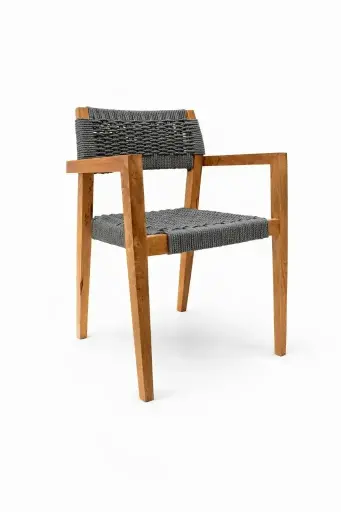 [53147SIT] Morelia silla madera acero galvanizado negro cuerda textilene negro // Exterior 100% 