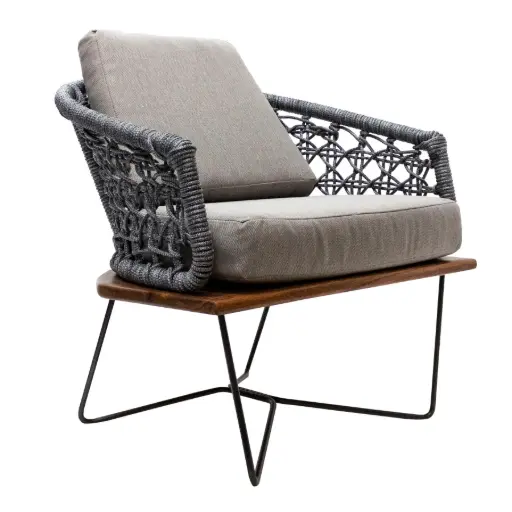 [63187SIT] Yelapa sillón acero galvanizado gris textilene gris tela loneta // Exterior 100% 