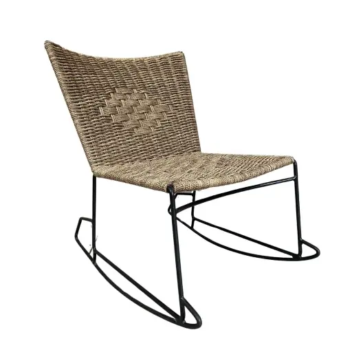 [62326MET] Tlapa mecedora acero galvanizado negro cuerda textilene camello // Exterior 100% 