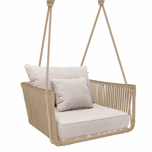 [54918CO] Vallarta columpio sillón metal beige cuerda beige cojinería // Exterior techado