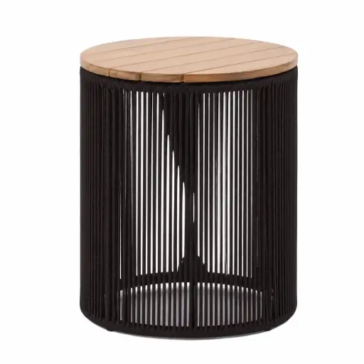 [62902MET] Dandara mesa auxiliar 40 cm acero galvanizado negro textilene negro // Exterior 100%