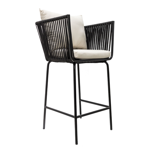 [50207BA] Chetumal banco metal negro cojinería curri // Exterior techado