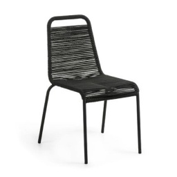 [CC0901J01] Glenville silla de cuerda negra y acero con acabado negro