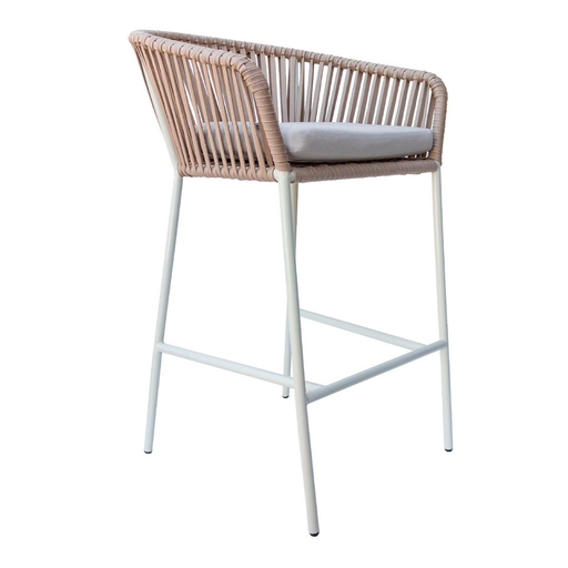 [CMX035DCA] Jalisco banco metal beige cuerda beige cojín curri // Exterior techado