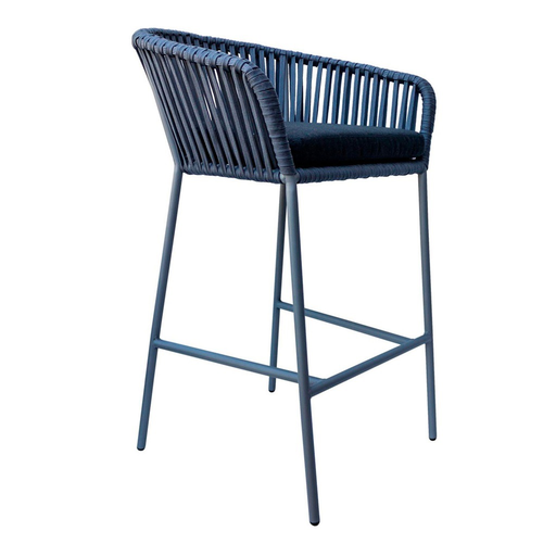 [55009BA] Jalisco banco metal negro cuerda gris cojín curri // Exterior techado