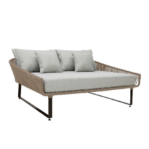 [50096SO] Vallarta cama de día grande metal negro cuerda beige cojinería loneta // Exterior techado