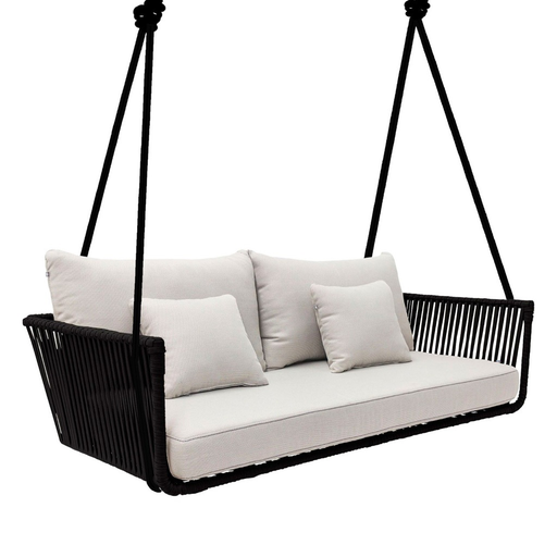 [53573CO] Vallarta columpio love cuerda negra con cojinería // Exterior techado