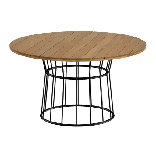 [58406ME] Campeche mesa de comedor madera 160 cm de diámetro // Exterior techado