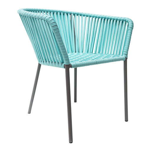 [50470SI] Jalisco silla metal gris cuerda verde aqua // Exterior techado