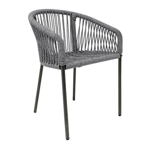 [50867SI] Tequila silla metal negro cuerda gris // Exterior techado