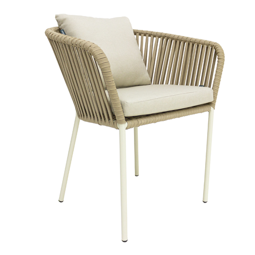 [53122SI] Jalisco silla metal beige cuerda beige cojines asiento y respaldo // Exterior techado