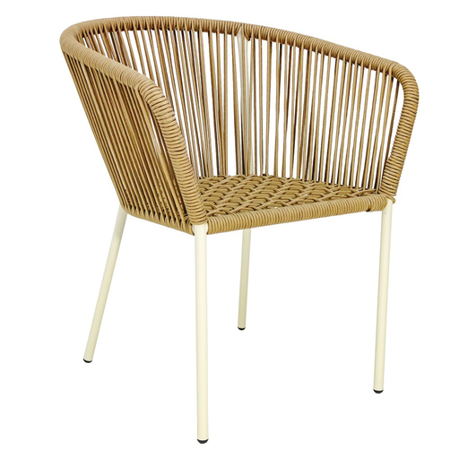 [53252SI] Ameca silla estructura beige cuerda beige jaspeado // Exterior techado