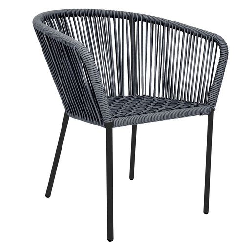 [53273SI] Ameca silla estructura negra cuerda gris jaspeado // Exterior techado