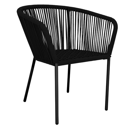 [53281SI] Ameca silla estructura negra cuerda negra // Exterior techado