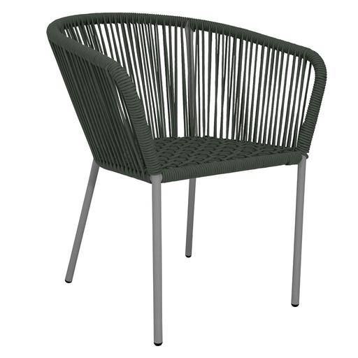 [53284SI] Ameca silla estructura gris cuerda verde militar // Exterior techado