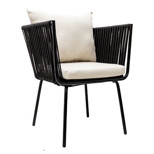 [53289SI] Chetumal silla acero galvanizado textilene negro cojinería loneta // Exterior 100%