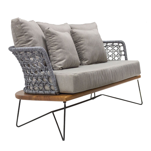[50951LO] Yelapa love seat cuerda gris cojinería // Exterior techado