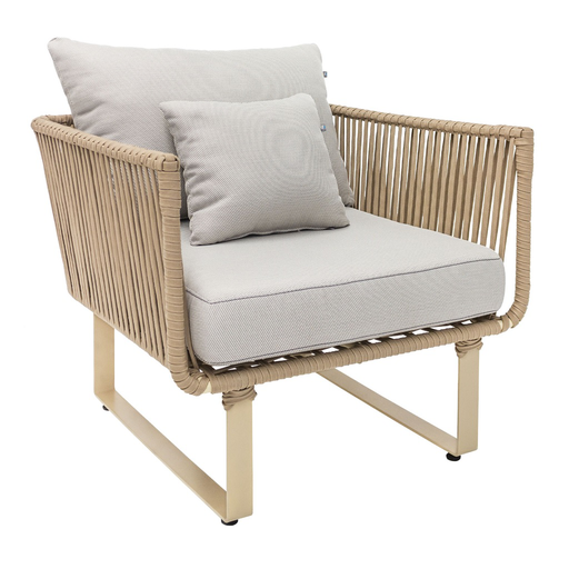 [24792SI] Vallarta sillón metal beige cuerda beige loneta antidecoloración // Exterior techado