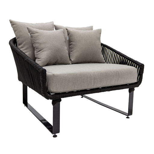 [50093SI] Vallarta sillón lounge metal, cuerda y cojinería // Exterior techado